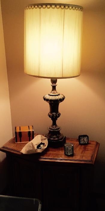 Pair bedside tables and lamps