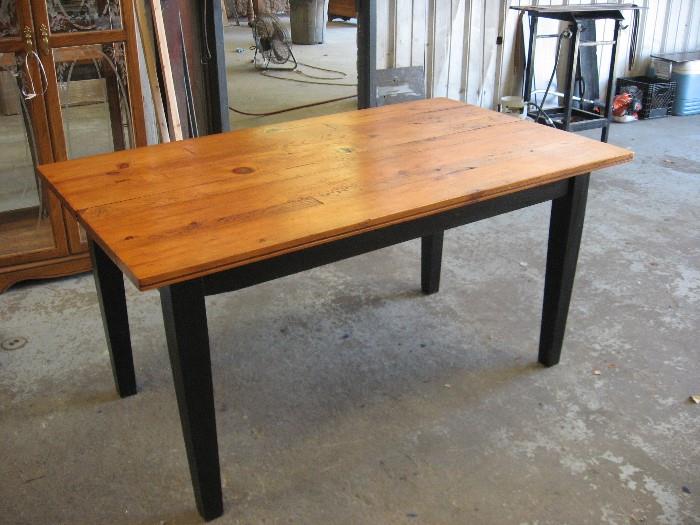 Old Pine Farm House Table with wide boards. Has been cleaned and lightly waxed.  Overall dimensions are 34" x 60".