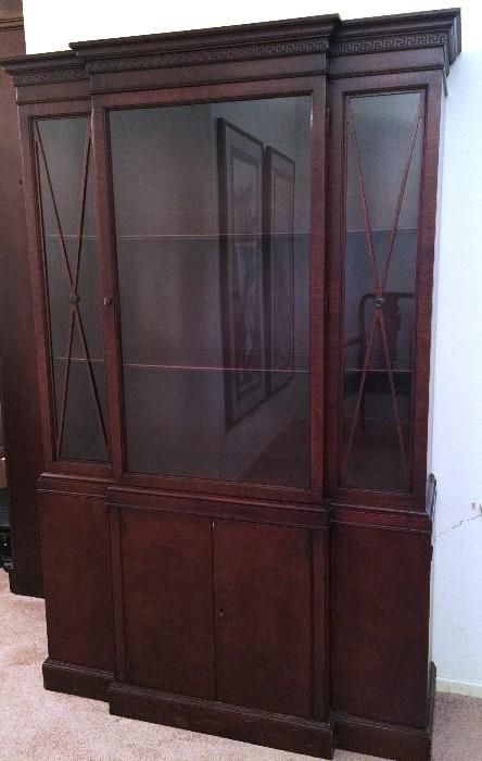 DREXEL Vintage Mahogany China or Display Cabinet.  Overall dimensions: 44" wide x 14" deep x 69.5 high