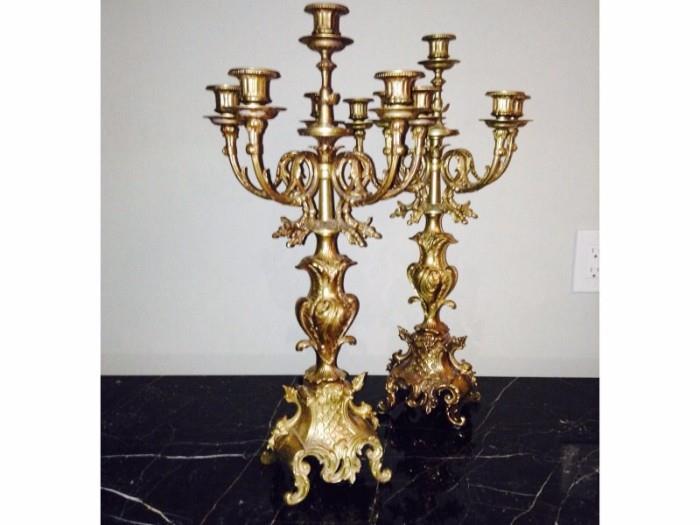 Brevetatto antique brass candelabras