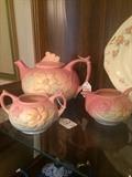 Hull magnolia teapot, creamer, & sugar
