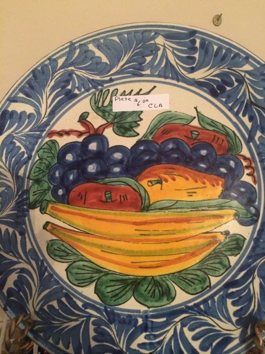 Colorful hand-painted fruit plate