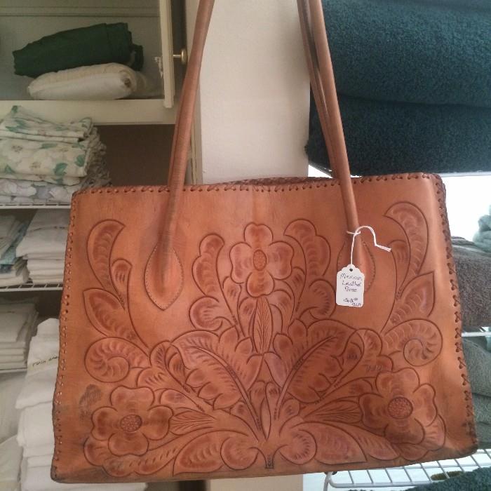 Hand- tooled leather purse