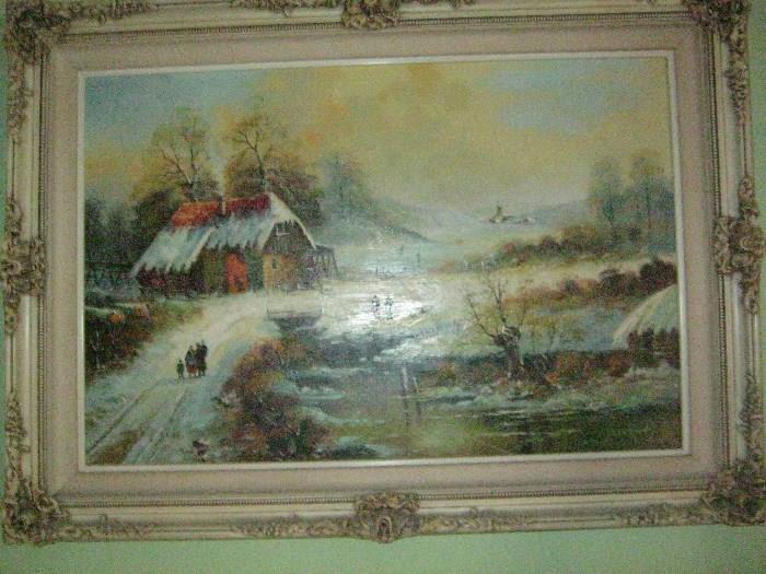 Beautiful oil painting - winter scene