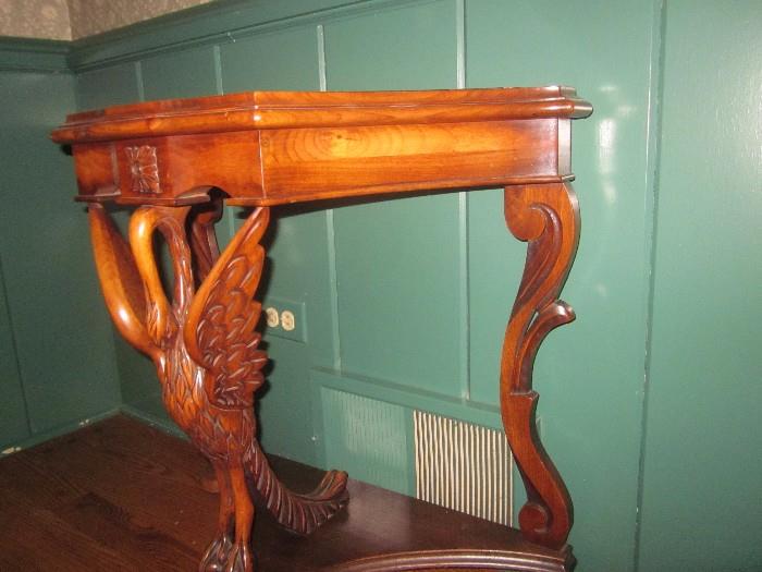 Swan Carved table, marble top