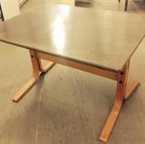 Siesta Bentwood Coffee Table. 
In keeping with the bentwood style, the legs are made of bentwood and attached to a table top. The measurements are 28”W x 22”D x 16 1/2” Tall.
One corner of the top has been damaged, however the top can be replaced easily. Asking $250. NOW $200.