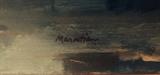 Signature. Mid-century Original Painting by Marootian "Blue Dock."