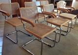 Iconic, Marcel Breuer Cesca Chairs - Set of Six. 
Marcel Breuer designed and built the Cesca Chair in 1928 working with the steel tubes with the intention of creating a session that would ensure both comfort and elegance. These are in excellent condition. (Seat cushions available.) Asking price  $1,200 or $450 a pair. NOW $975 OR $300 A PAIR!
