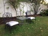 French iron outdoor garden chairs and table