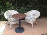 side table and outdoor Ethan Allen rattan furniture