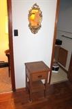 Small nightstand and vintage mirror