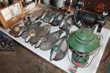 Coleman lantern and duck decoys