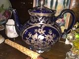 Japanese Silver inlayed cobalt bleu teapot