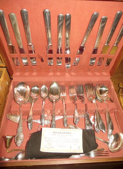 Two sets of silver plate flatware