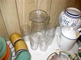 Etched pitcher 5 glasses