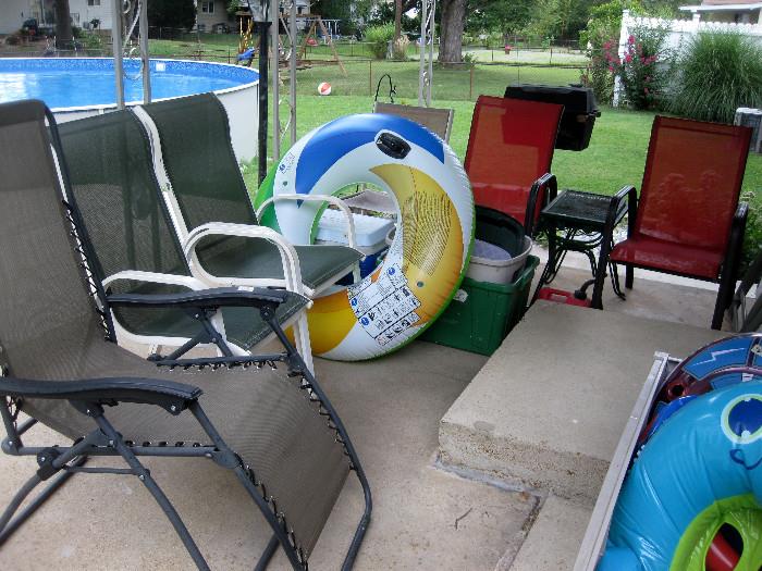 Yard chairs and floats