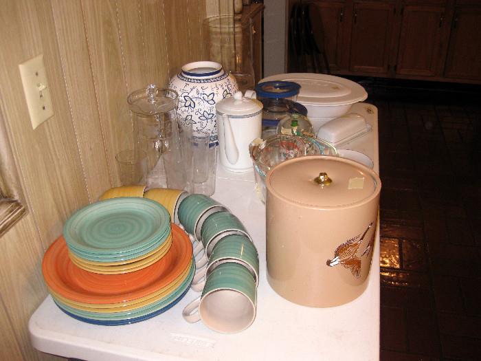 70's color dishes etc.