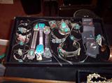 Tons of silver and turquoise jewelry! Necklaces, watchbands...