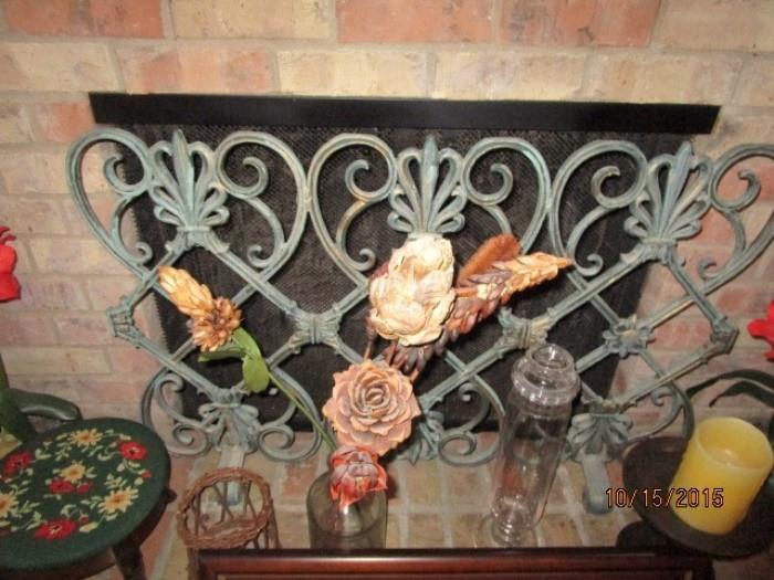 Fireplace screen forged in Spring, Texas.  Special artist makes screens there.   Heavy!  Heavy!