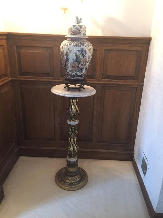 Brass Pedestal table
marble top
