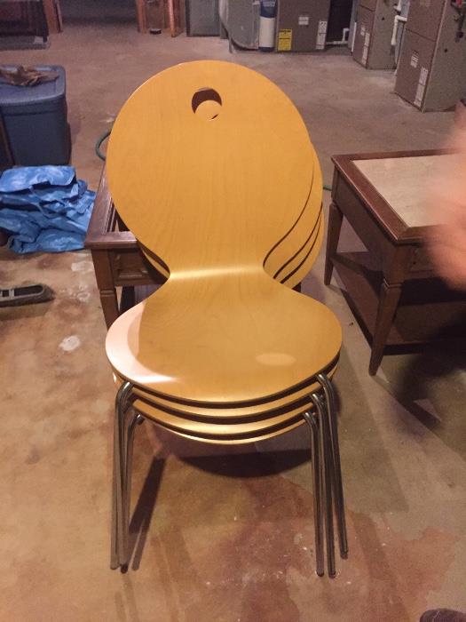 Mid century stackable chairs mustard color