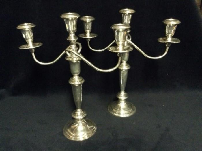 055: Pair Of Empire Sterling Candelabras