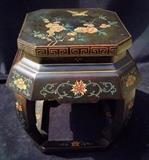 045 Chinese Black Lacquer Side Table or stool