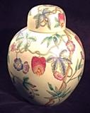 022: Vintage Incised Macau Hand Painted Jar