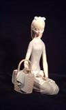 027: Lladro Bisque Matte Woman With Dove On Lap