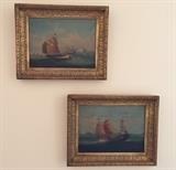 Pr. Gilt Framed Antique Nautical Oils