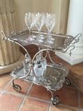 Silver Cocktail/Tea Cart - Fine Crystal Decanters