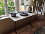 Marble and Iron Console Table