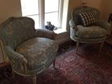 Pair of Silk Upholstered Bergere Chairs