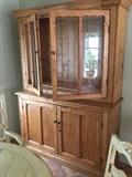 Pine Hutch with Glass Cabinets