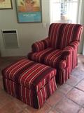 Striped Club Chair and Ottoman