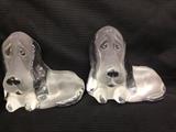 Viking Hand Made Glass Dog Bookends