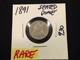 1891 Seated Dime (Rare)