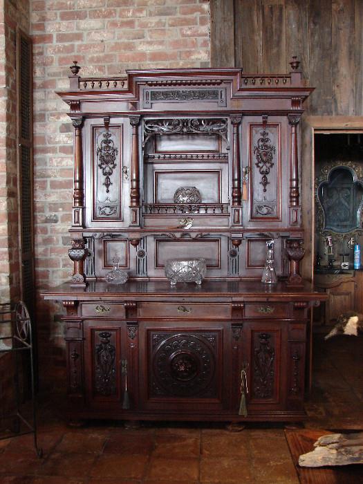 Beautiful European sideboard, hutch, or court cabinet. Various people call it different names. Gorgeous! $4,600