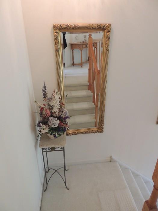 marble top table and large mirror