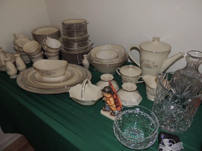 Lenox Charleston China service for 12(less 6 soup bowls), extra s/p and serving pieces, coffee service included.