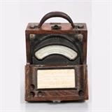 LOT 48 - A Weston DC Ammeter
Dimensions: H: 8 W: 8 D: 4 1/2 in.
Est: $60-80

Description A DC Ammeter by Weston Electrical Instrument Co., Newark NJ, Model 45, 1919. Numbered 21176. Certified and signed by J.B. Dawden and E.S. Reibel. In oak case.
 
Proceeds to benefit the Case Western Reserve University Dayton Miller Scholarship Fund.