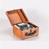 LOT 64 - A Multi-Range Ammeter
Dimensions: H: 6 W: 10 D: 8 3/4 in.
Est: $20-40

Description A Multi-Range Ammeter by Precision Apparatus Co., Brooklyn, ca. 1950. Serial number 338.
 

Proceeds to benefit the Case Western Reserve University Dayton Miller Scholarship Fund.