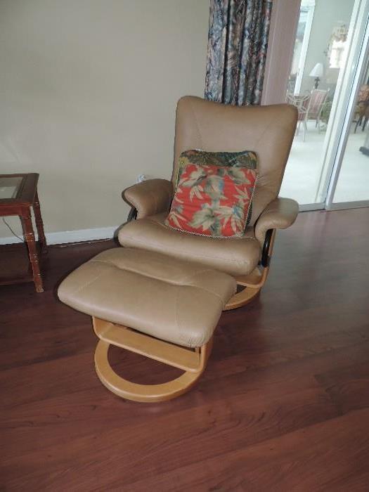 Scan Design Chair with Ottoman: Beige