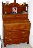 Davis Walnut Drop Leaf Front Victorian Style Dresser Desk