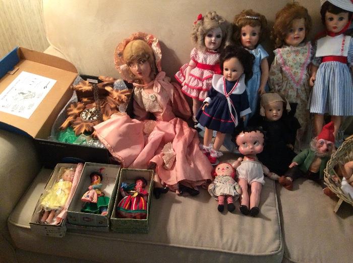 Assortment of vintage and antique dolls