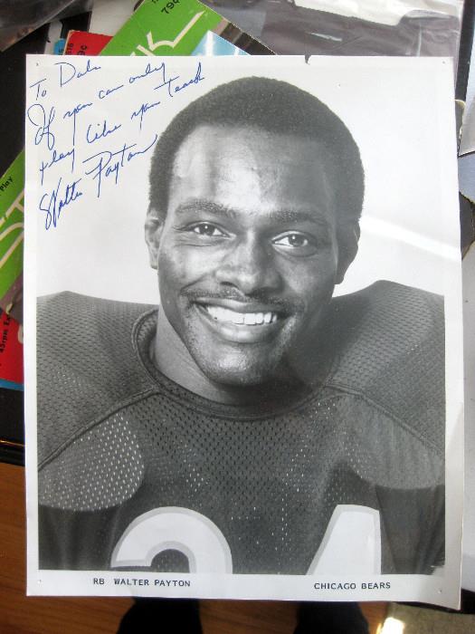 Walter Payton signed black/white picture.