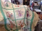 Vintage Bed Cover with Ruffled Edge - Sunbonnet Ladies in 30's fabrics