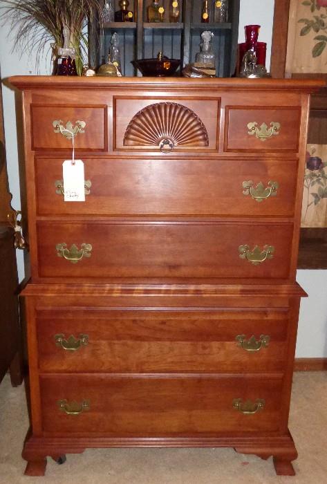 Gorgeous cherry chest on chest of drawers