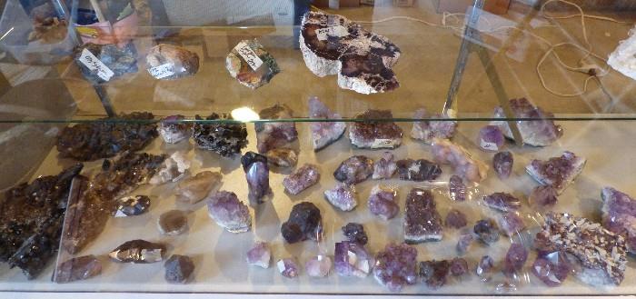 Amethyst crystal specimens, Agate, Jasper, Smoky quartz crystal specimens