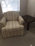 Drexel cushioned chair (one of 2).  End table.